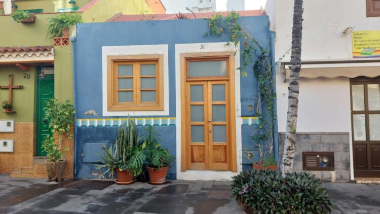 colorful mediterranean street facade